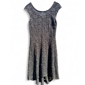 Connected Apparel Womens Sequins Black Lace Romantic Fit and Flare Dress 10